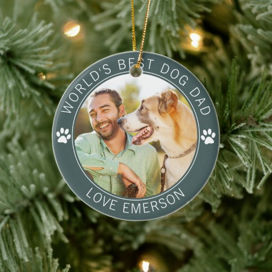 Best Dog Dad Photo World Keramisch Ornament (Boom)