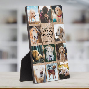 Best Dog Ever Farmhouse Rustic Photo Collage Wood Fotoplaat