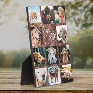 Best Dog Ever Memorial Rustic Photo Collage Wood Fotoplaat