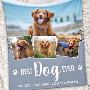 Best Dog Ever Modern Gray Photo Collage Fleece Deken