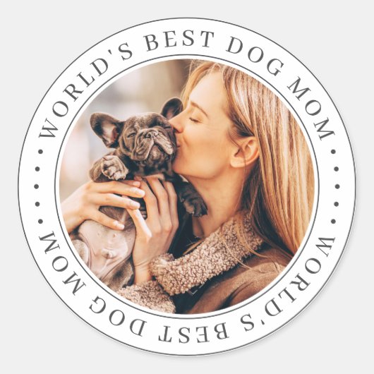 Best Dog Mam Classic Eenvoudige Foto Ronde Sticker (Voorkant)