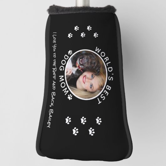 Best Dog mam Custom Pet Photo Name Black Golfheadcover (Draai 90)