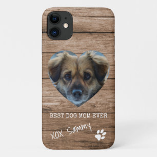 Best Dog Mam Ever Rustic Paw Print Foto iPhone 11 Hoesje