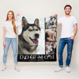Best Dog Mam Ever Script Pakt 4 Foto zwart Fleece Deken