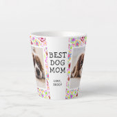 Best Dog Mam Flower Pattern Foto Latte Mok (Voorkant)