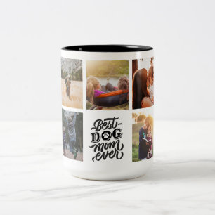 Best Dog Mam ooit Persoonlijke Foto Collage Tweekleurige Koffiemok