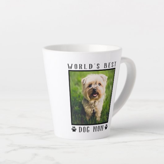 Best Dog Mam Paw Prints Pet Photo Lijst Latte Mok (Rechterhoek)