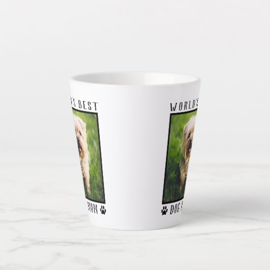 Best Dog Mam Paw Prints Pet Photo Lijst Latte Mok (Voorkant)