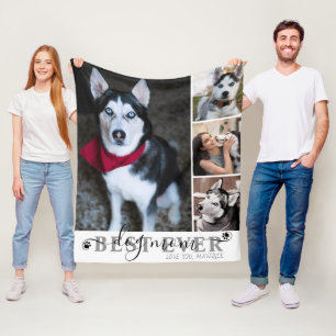 Best Dog Mam script 4 Photo Collage Paprints Fleece Deken