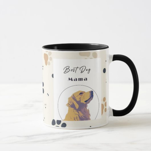 Best Dog Mama Mug – Cute Yellow Dog Illustration | (Droite)