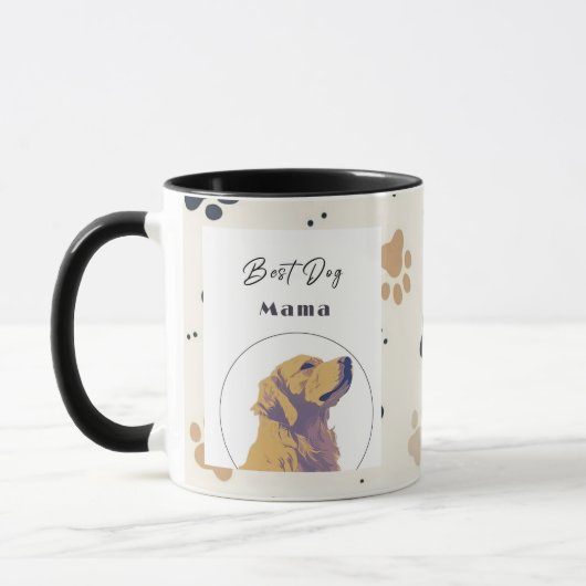 Best Dog Mama Mug – Cute Yellow Dog Illustration | (Gauche)