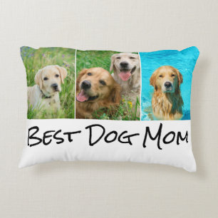 Best Dog Mom 3 Photo Collage Accent Coussin
