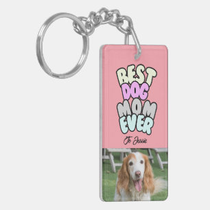 Best Dog Mom aangepaste foto en naam Sleutelhanger