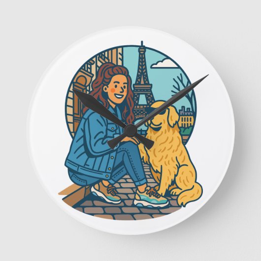 Best Dog Mom Ever in Paris Ronde Klok (Voorkant)