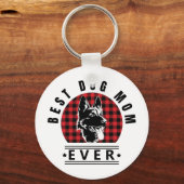 Best Dog Mum Ever Shepherd Dog Buffalo Check Sleutelhanger (Voorkant)