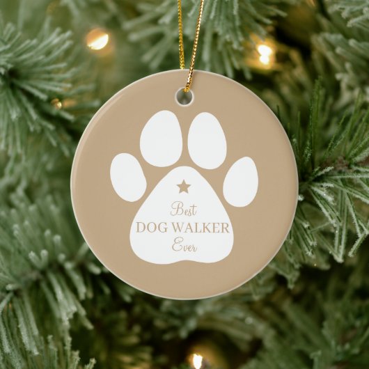 Best Dog Walker Ever, Paw Print Ceramic Ornament (Boom)