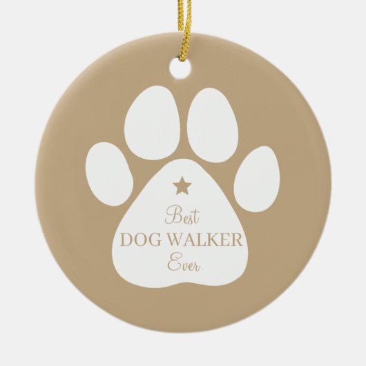 Best Dog Walker Ever, Paw Print Ceramic Ornament (Voorkant)