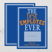 Best Employee Blue Typography Cadekaarthouder Bedankkaart (Voorkant / Achterkant)