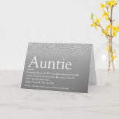 Best Ever Auntie Aunt Definition Silver Gliter Kaart (Gele Bloem)