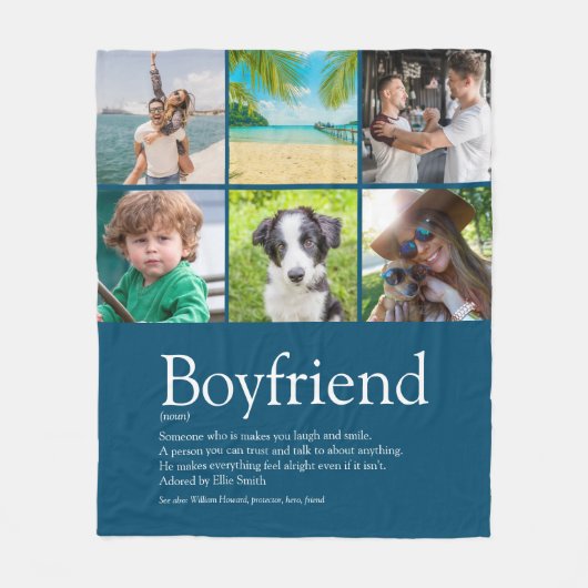 Best Ever Boyvriend Definition 6 Photo Collage Fleece Deken (Voorkant)