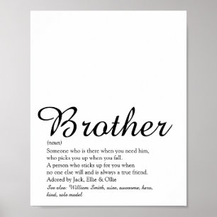 Best Ever Brother Definition Black en White Fun Poster