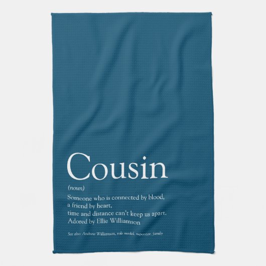 Best Ever Cousin Definition Blue Fun Theedoek (Verticaal)