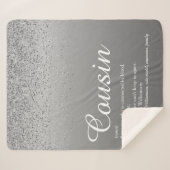 Best Ever Cousin Definition Silver Glitter Sherpa Deken (Voorkant (horizontaal))