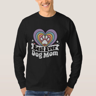 Best Ever Dog Mom Retro Heart Paw Print Schattigee T-shirt