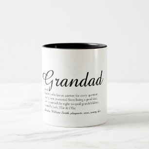 Best Ever Grandpa, Grandad, Papa Definition Script Tweekleurige Koffiemok