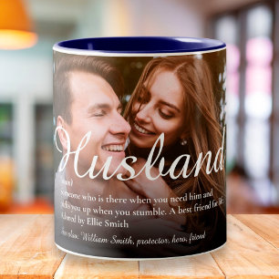 Best Ever Husband Definition Script Photo van de w Tweekleurige Koffiemok