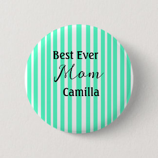 Best ever mom green stripped pattern pastel neon  ronde button 5,7 cm