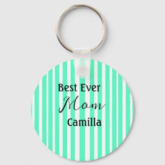 Best ever mom green stripped pattern pastel neon  sleutelhanger