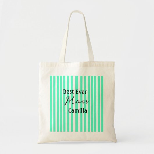 Best ever mom green stripped pattern pastel neon  tote bag (Voorkant)