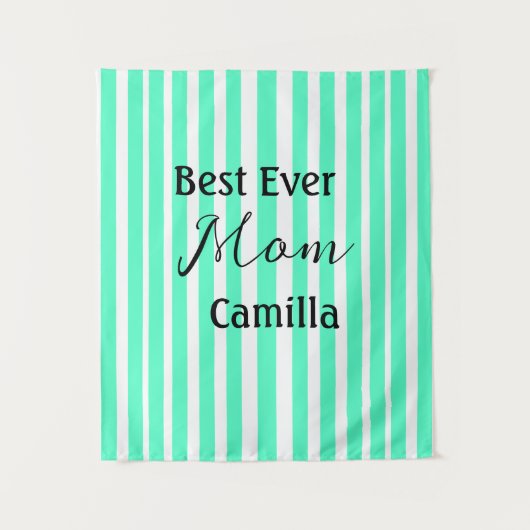 Best ever mom green stripped pattern pastel neon  wandkleed (Voorkant)