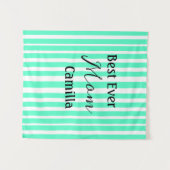 Best ever mom green stripped pattern pastel neon  wandkleed (Voorkant (horizontaal))