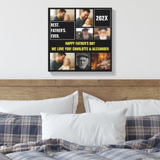 Best Father Ever Photo Collage and Custom Text Canvas Afdruk (Insitu (Slaapkamer))