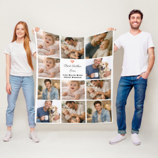 Best Father Ever Photo Collage | Personalized  Fleece Deken