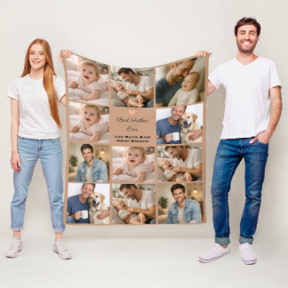 Best Father Ever Photo Collage | Personalized  Fleece Deken