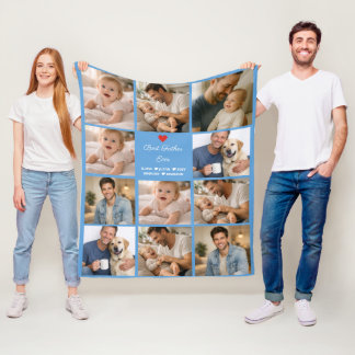 Best Father Ever Photo Collage | Personalized  Fleece Deken