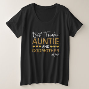 Best Freakin Auntie and Godmoeder Ever Lepard Grote Maat T-shirt