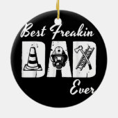 Best Freakin Fireman Dad Ever Firefighter Fireman Keramisch Ornament (Achterkant)