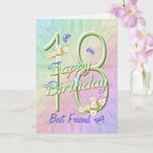 Best Friend 18th Birthday Butterfly Garden Kaart