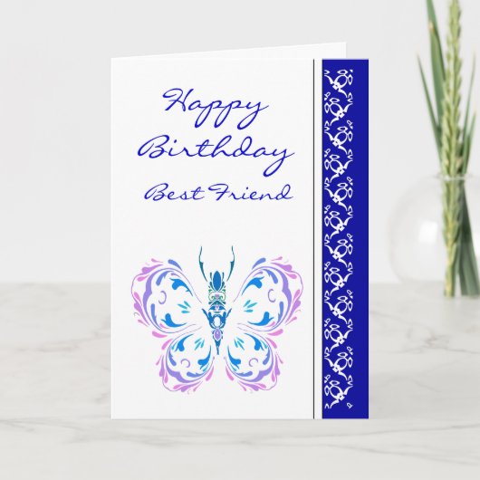 Best Friend Birthday Pretty Pastel Butterfly Kaart (Voorkant)