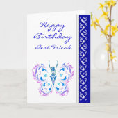 Best Friend Birthday Pretty Pastel Butterfly Kaart (Gele Bloem)