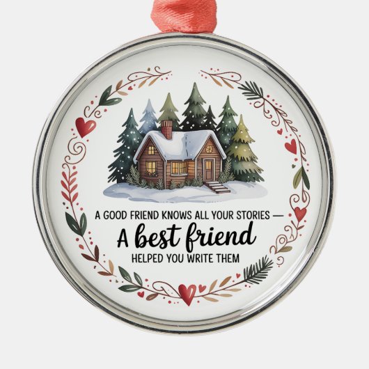 Best Friend Christmas Ornament | Snowy Tree Design (Voorkant)