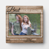 Best Friend Ever Custom Photo Rustic Wood Fotoplaat (Voorkant)