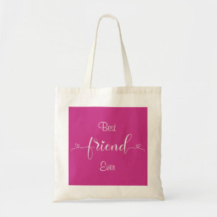 Best Friend Ever & Hearts Magenta Roze Tote Bag