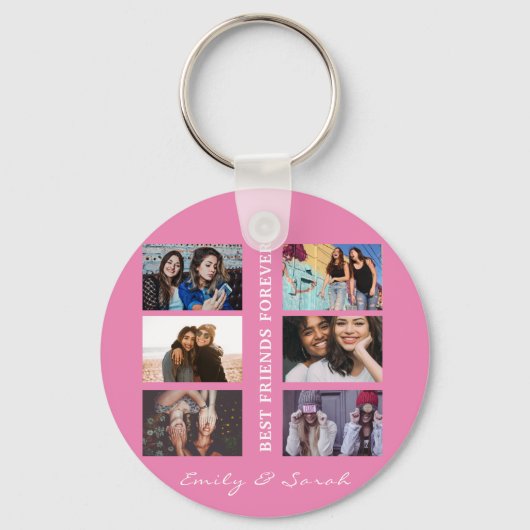 Best Friend Forever Custom 6 Foto collage & Name Sleutelhanger (Voorkant)