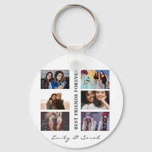 Best Friend Forever Custom 6 Foto collage & Name Sleutelhanger