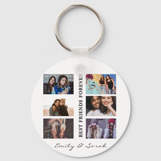 Best Friend Forever Custom 6 Foto collage & Name Sleutelhanger (Voorkant)
